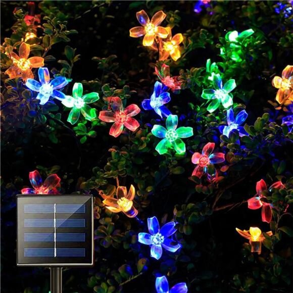 Solar String Flower Lights Outdoor 100 LED 40Ft Multi-Color Fairy Lights - Picture 1 of 7